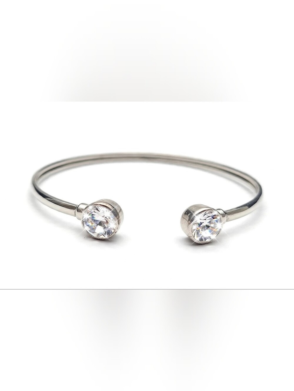 Silpada Silver Open Cuff Bracelet with Clear Stones